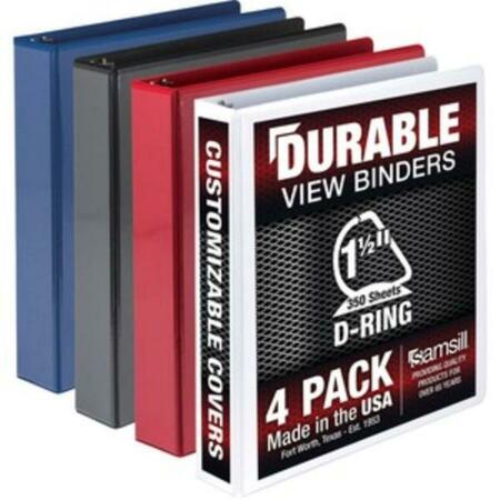 DAVENPORT & CO 1.5 in. Durable View D-Ring Binder, Assorted Color, 4PK DA3750468